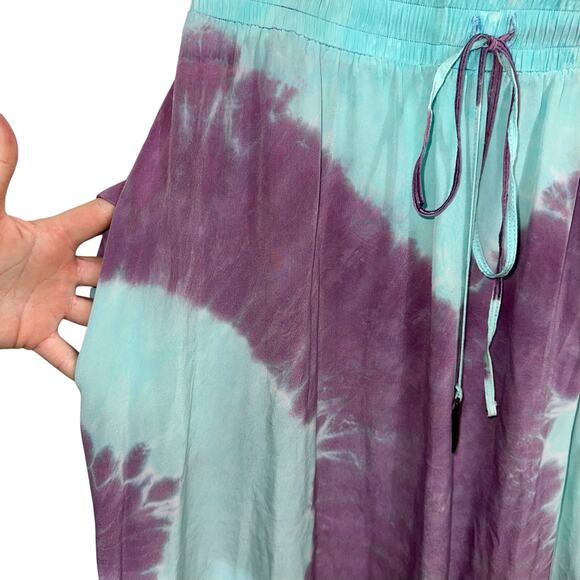 Gypsy 05 Y2K Silk Aqua Purple Tie Dye Strapless Tube Maxi Dress Size XS - Picture 10 of 14